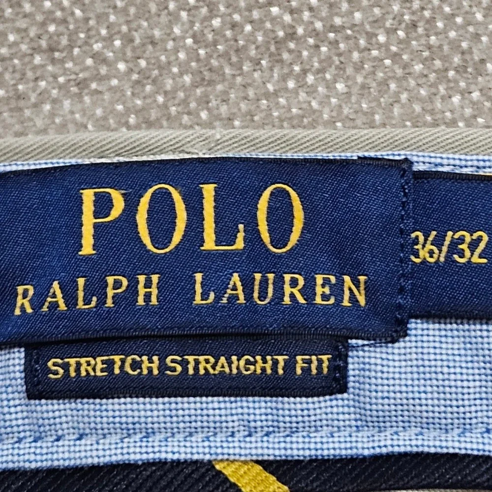 Polo Ralph Lauren Chino Pants Mens 36x32 Khaki Tan Stretch Straight Fit Cotton